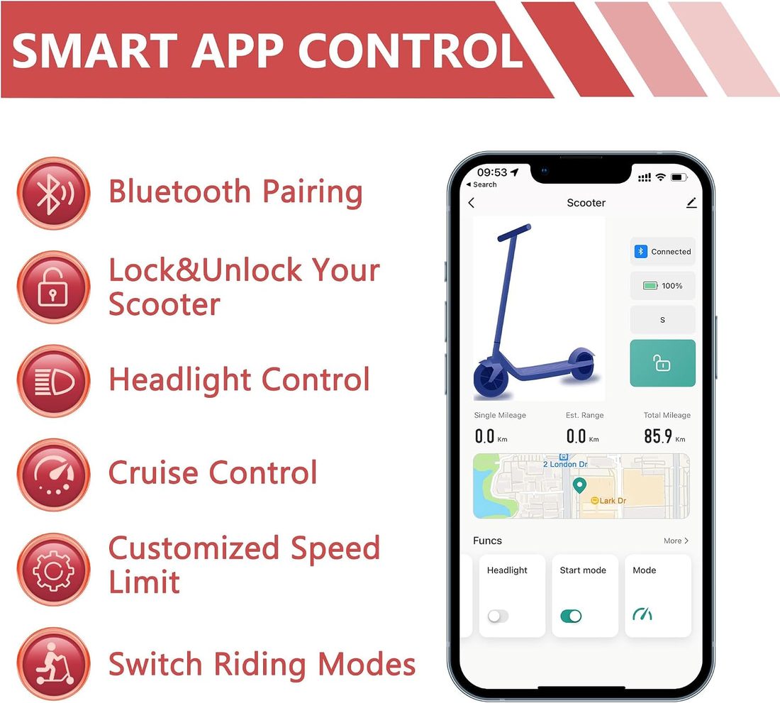 MAXSHOT V1 Electric Scooter — Black/Red photo 3