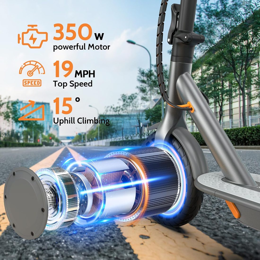 MAXSHOT V1 Electric Scooter — Gray/Orange photo 2